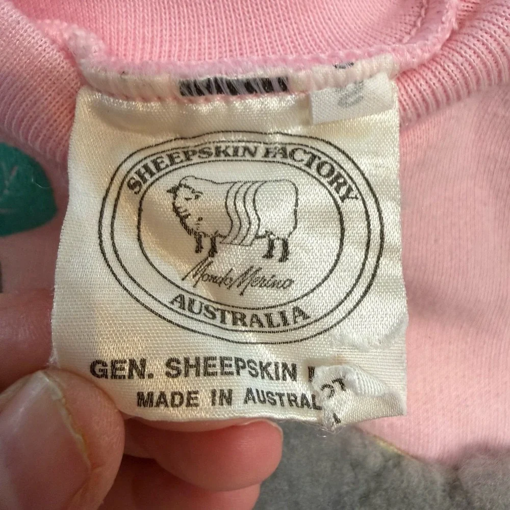 Vintage Koala Australia Real Sheepskin Factory‎ Pink Sweatshirt small baby